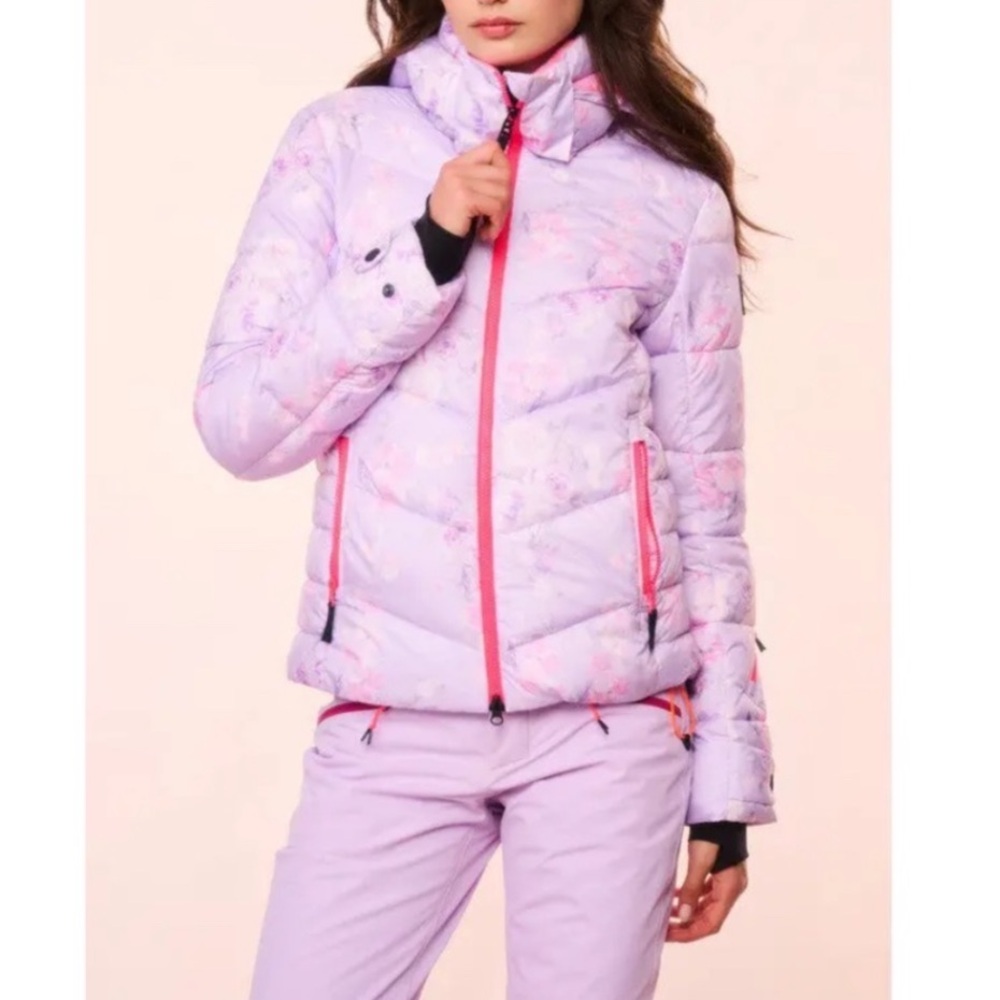 3 pc ski kit Loveshackfancy bogner jacket pants fleece neck roll hibiscus xxs